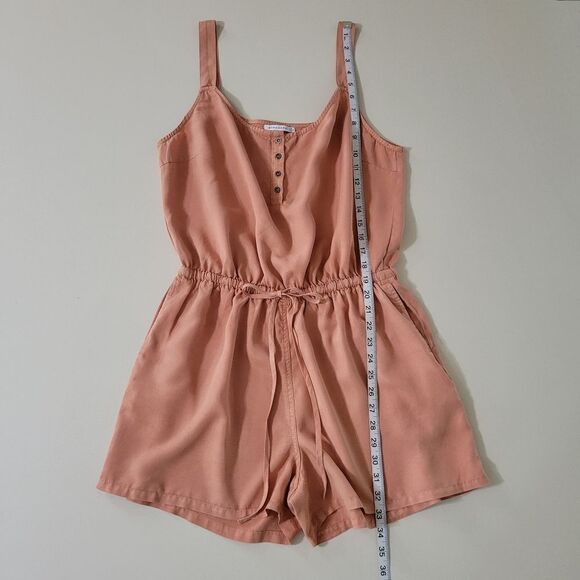 Staccato Women's Peach Four Button Accent Tank Romper - Picture 9 of 16